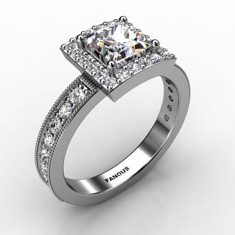 18k White Gold Engagement Ring 0.64ct - 0200858-18kw